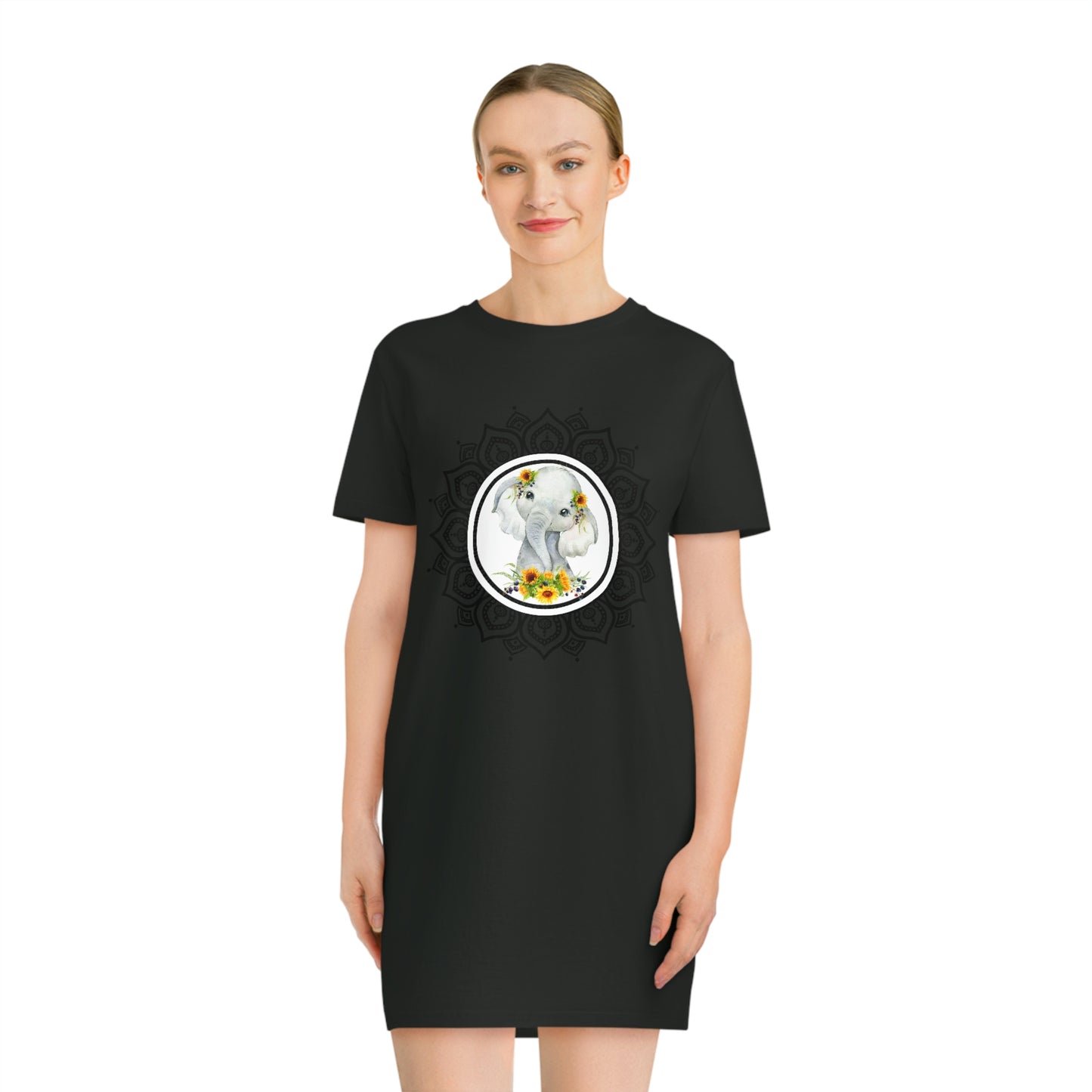 Mandala Elephant T-Shirt Dress (Eco-Friendly)