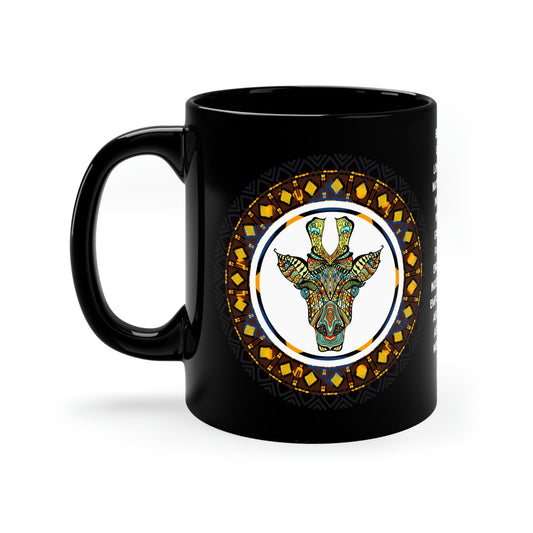 Tribal Giraffe Black Mug