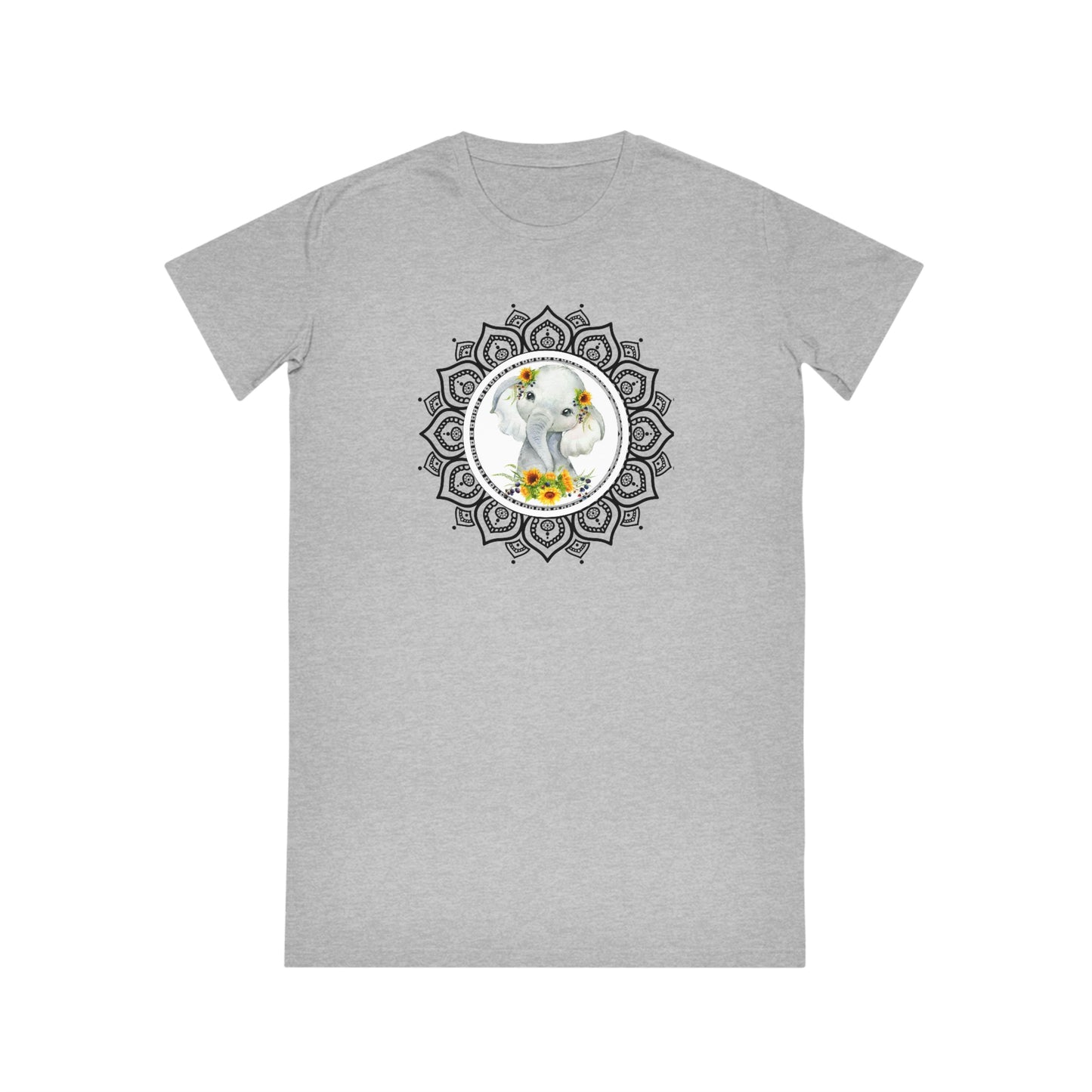 Mandala Elephant T-Shirt Dress (Eco-Friendly)