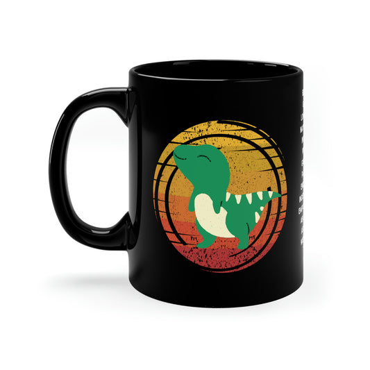 Happy Dinosaur Black Mug