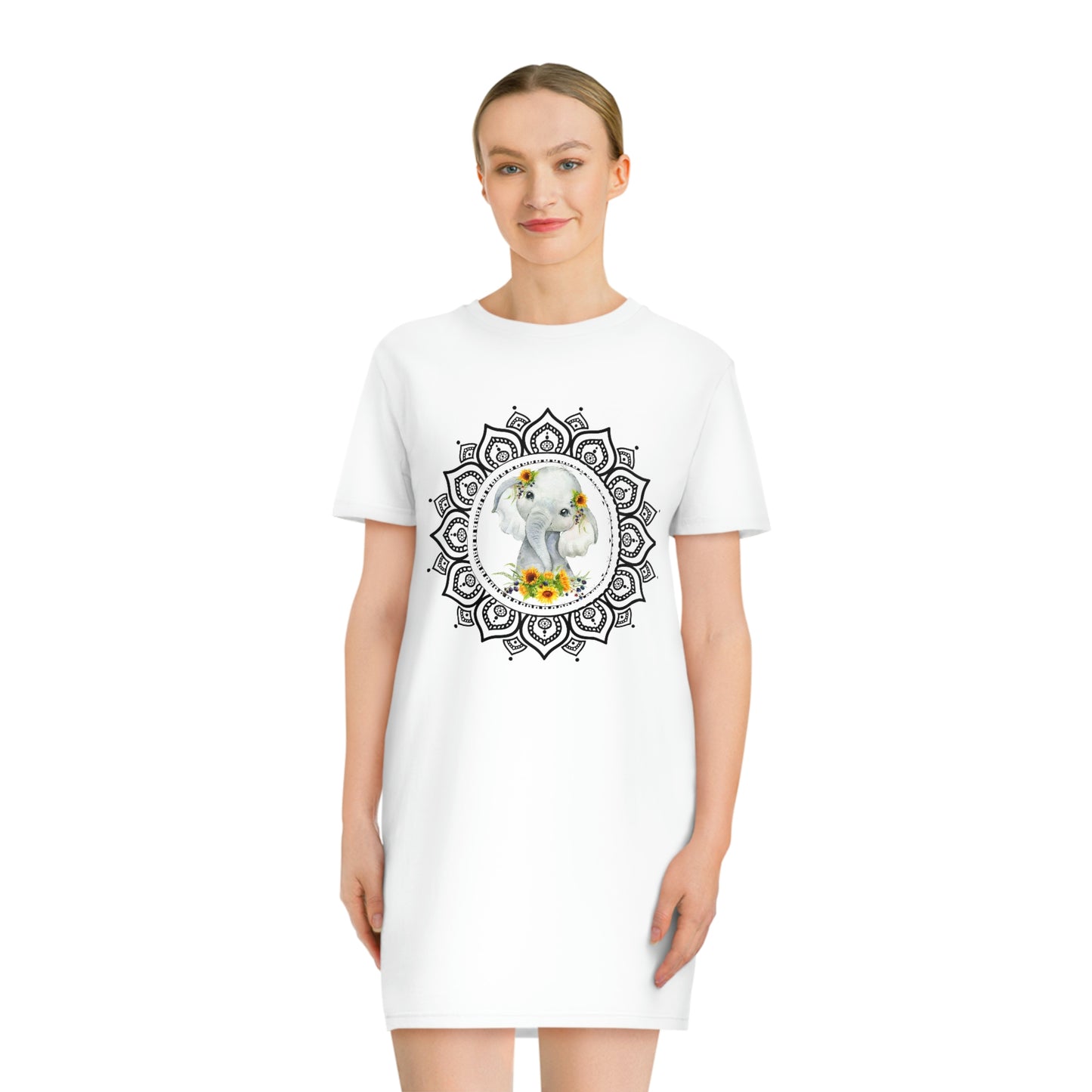 Mandala Elephant T-Shirt Dress (Eco-Friendly)