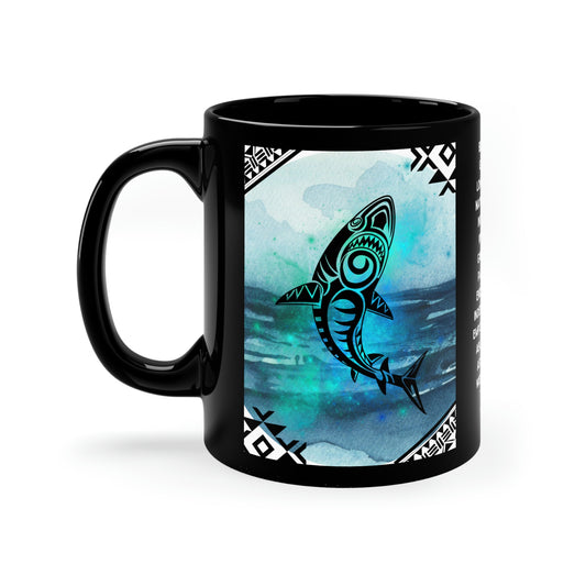 Tribal Shark Black Mug