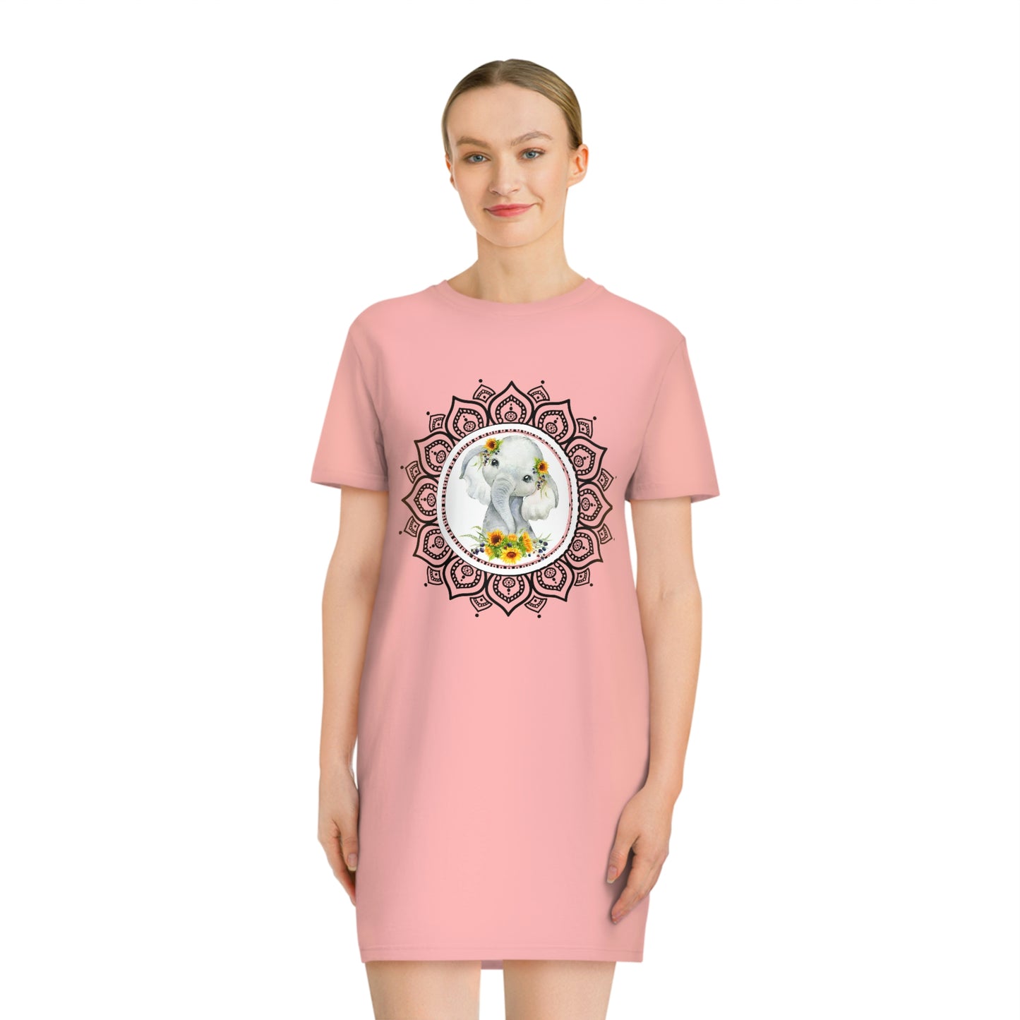 Mandala Elephant T-Shirt Dress (Eco-Friendly)