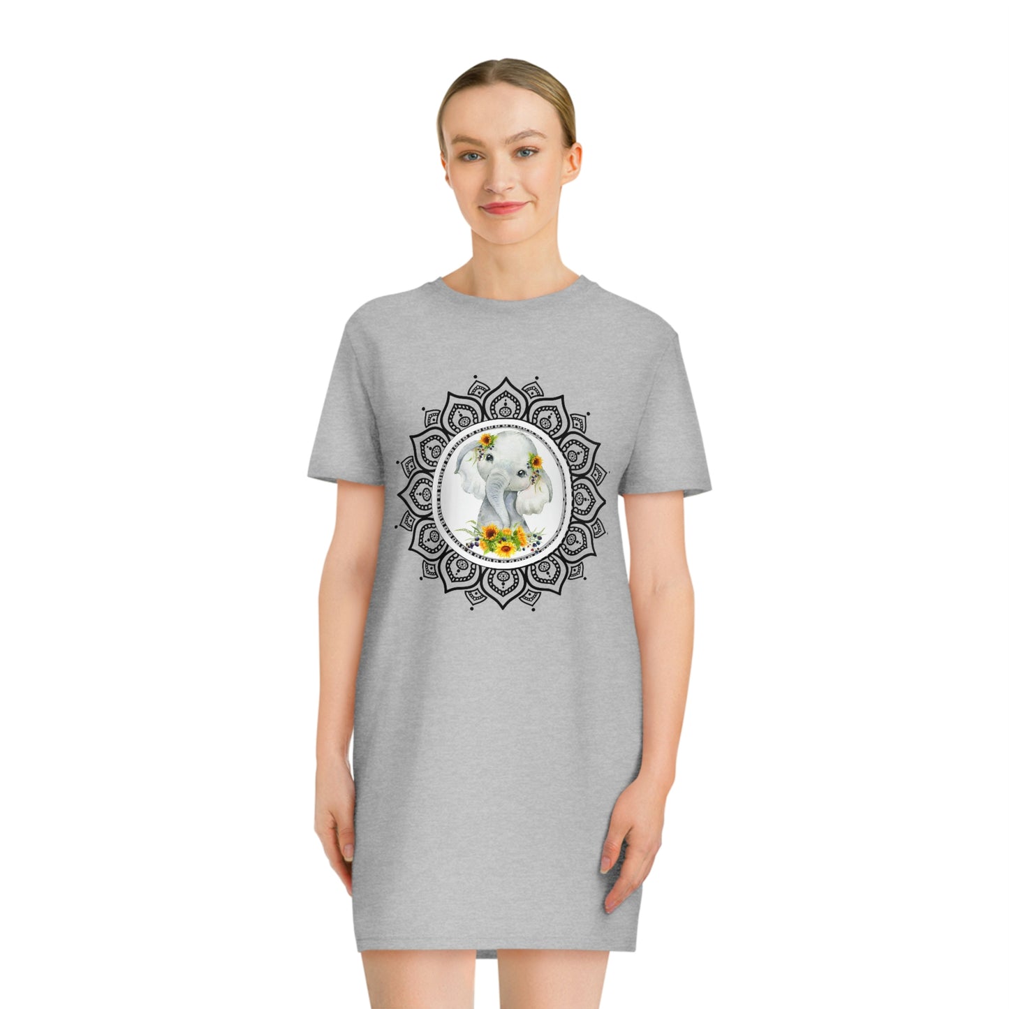 Mandala Elephant T-Shirt Dress (Eco-Friendly)